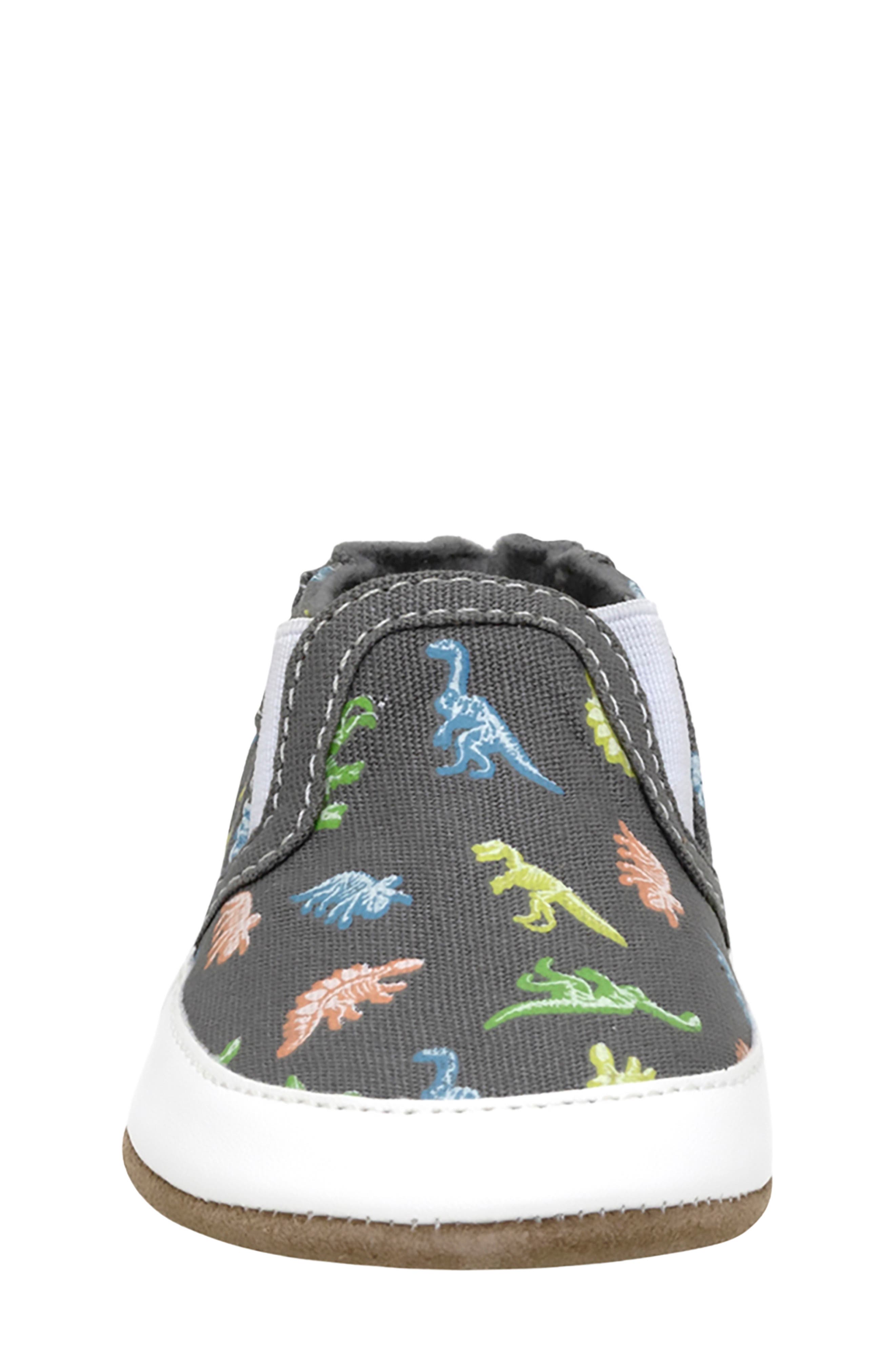 Kids' Glowing Dinos Crib Shoe, Alternate, color, CHARCOAL