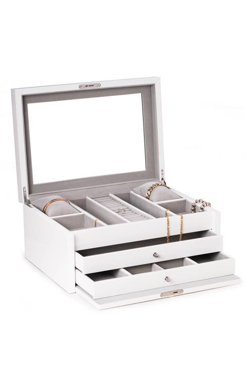 Bey-berk Large White Lacquer Jewelry Chest In White