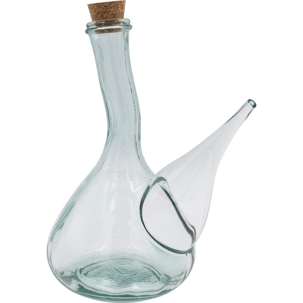 Storied Home Large Reclaimed Traditional Glass Wine Pitcher With Cork, Clear In Transparent