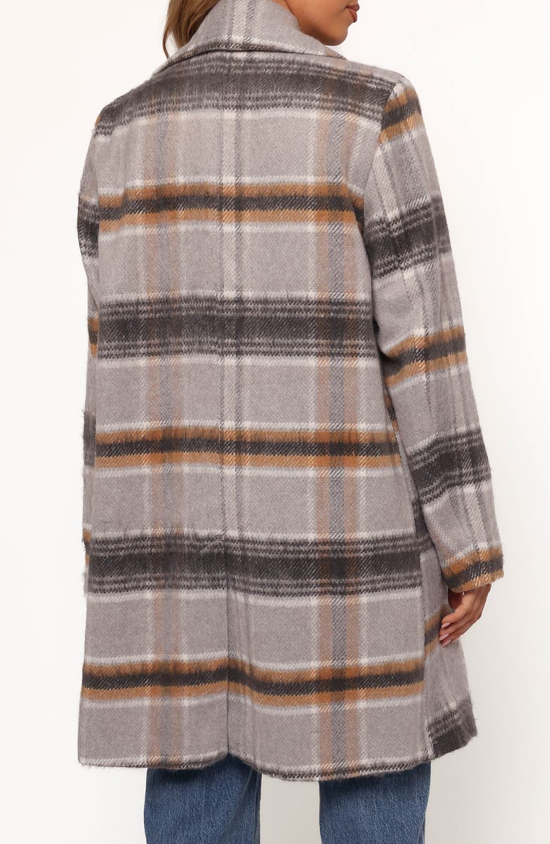 Petal & Pup Zella Plaid Double Breasted Coat, Alternate, color, Grey Multi