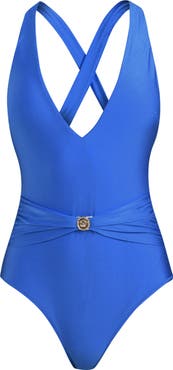 L'AGENCE Lisa Shimmer Plunge One-Piece Swimsuit