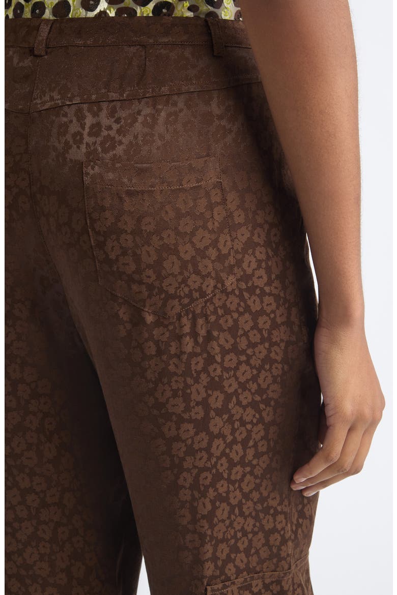 Kimmy Satin Jacquard Straight Leg Cargo Pants, Alternate, color, BROWN