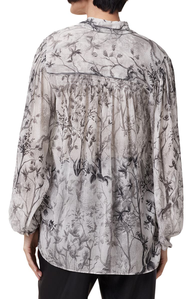 AllSaints Eddie Floral Print Button Up Shirt, Alternate, color, Rise Ecru White