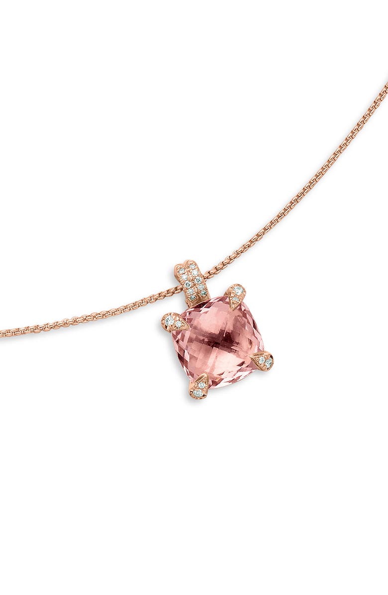 David Yurman Châteleine Diamond & Morganite Pendant Necklace, Alternate, color, 