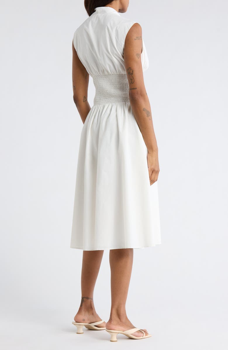 AREA STARS Smocked Waist Zip Midi Dress, Alternate, color, White