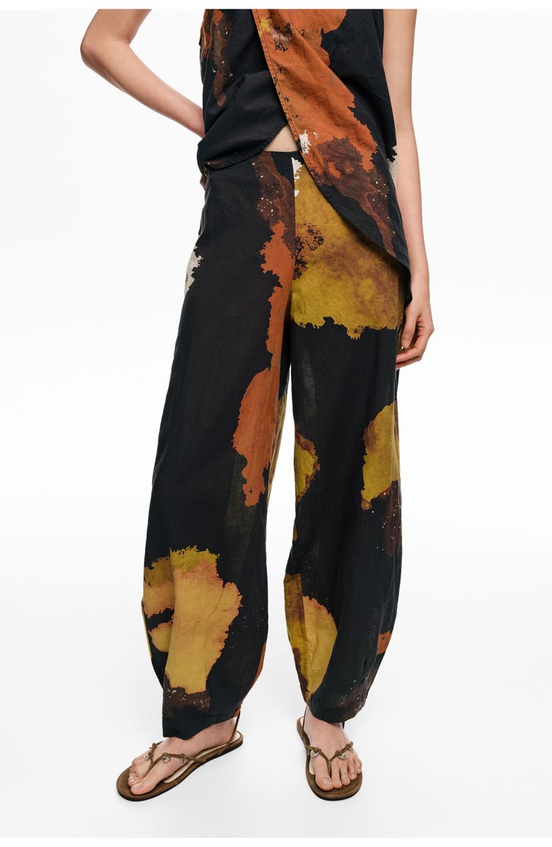Bimba y Lola Baggy Linen-Blend Trousers, Alternate, color, Blot Xl Black