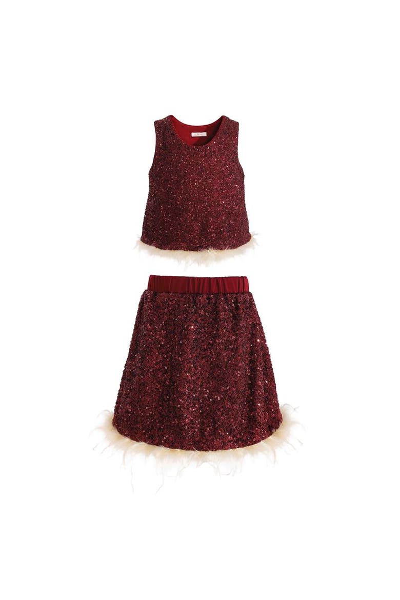 Sequin Feather-Trim Set, Alternate, color, Red