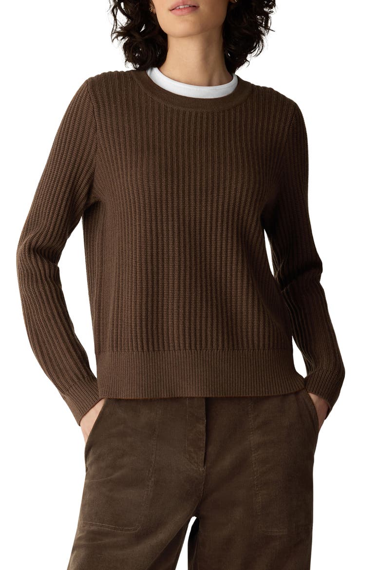 Crewneck Ribbed Wool Sweater, Main, color, HAZELWOOD