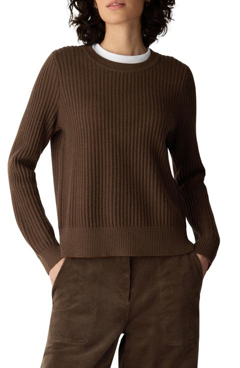 Crewneck Ribbed Wool Sweater