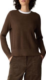 Eileen Fisher Crewneck Ribbed Wool Sweater