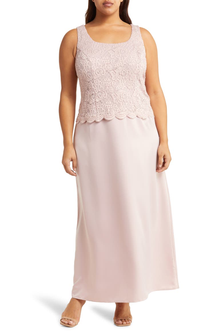 Embroidered Lace Mock Two-Piece Gown with Jacket, Alternate, color, BLUSH