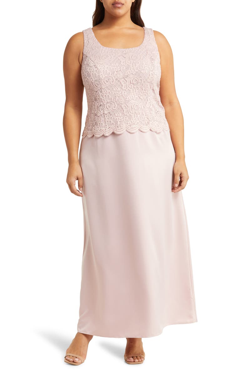 Alex Evenings Embroidered Lace Mock Two-Piece Gown with Jacket, Alternate, color, Blush
