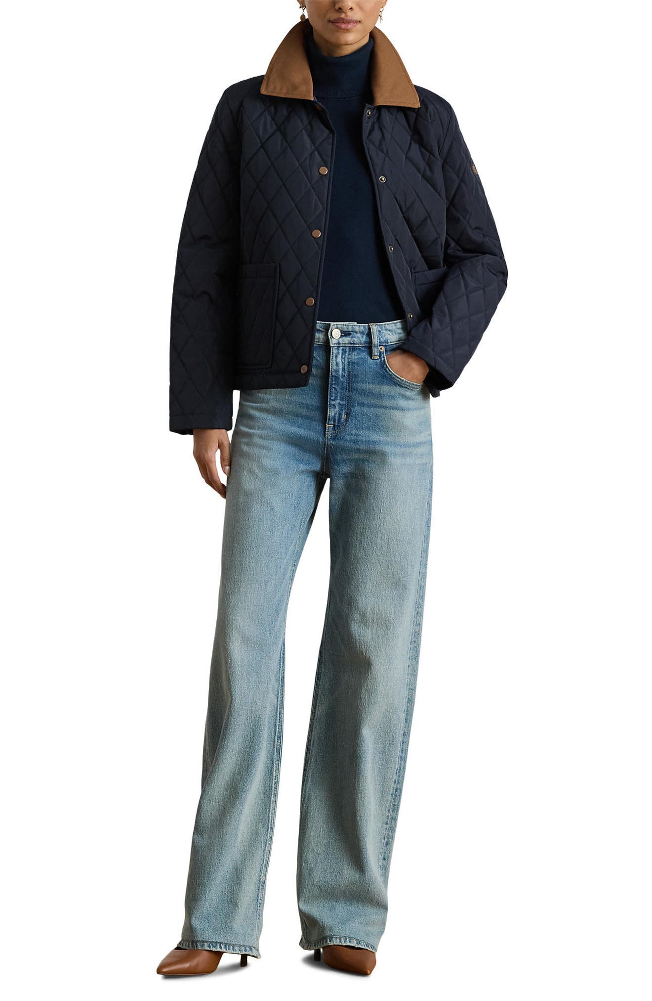 Twill Collar Quilted Jacket (Women) | Nordstrom