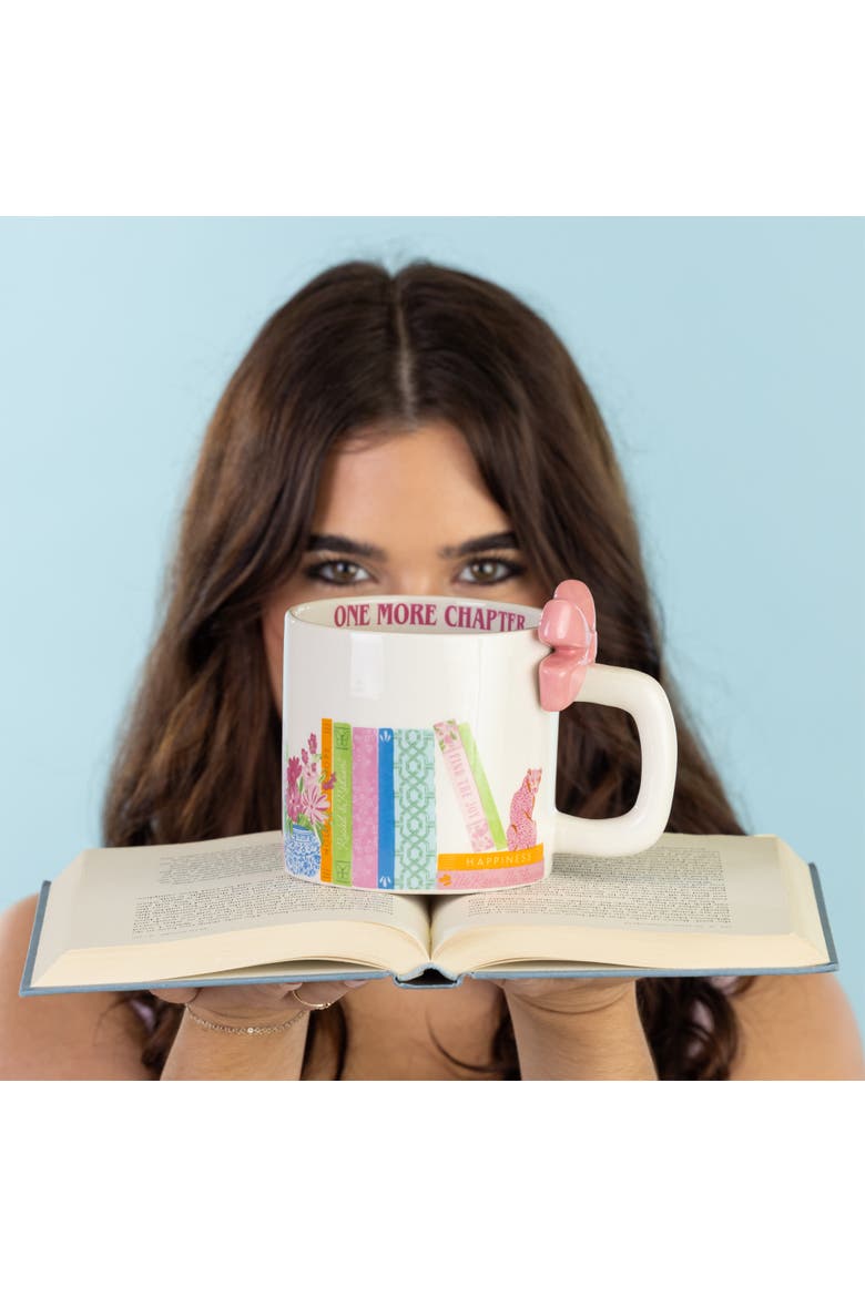 One More Chapter Mug w/ Bow Handle Ceramic White, Alternate, color, White