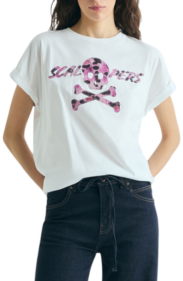 Scalpers Animal Print Skull T-Shirt, Main, color, White