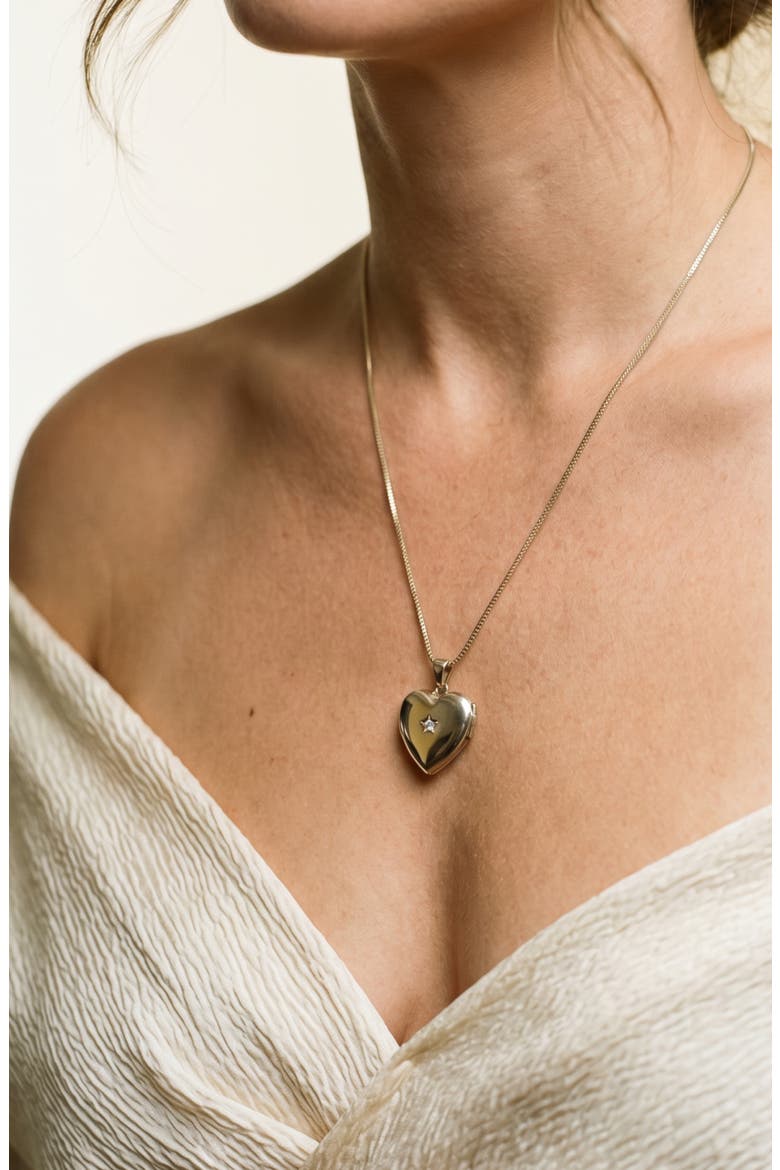 Heart Locket Pendant Necklace, Alternate, color, SILVER
