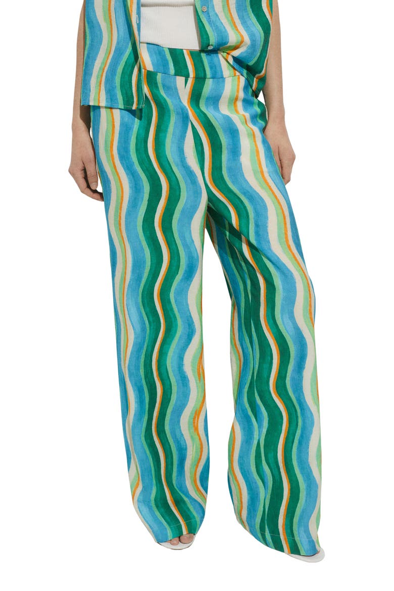 Wavy Print Wide Leg Pants, Main, color, GREEN