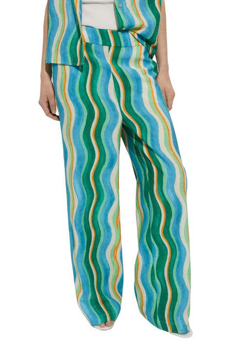 Wide leg womens wool pants, plus size pants 4481