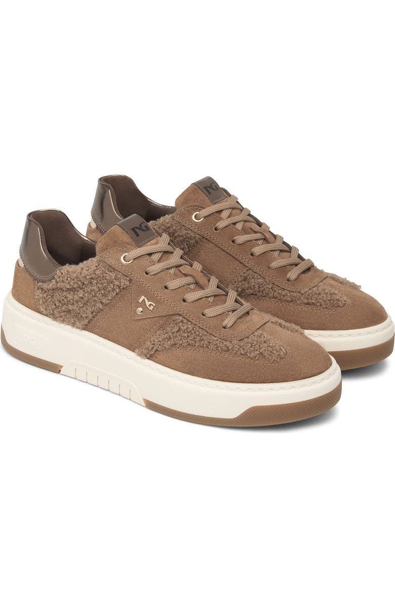 NeroGiardini Retro Faux Shearling Sneaker, Alternate, color, Brown Teddy