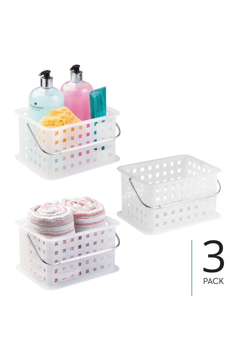 Small Stackable Shower Basket - Set of 3 - Made in USA, Alternate, color, Clear/Frost