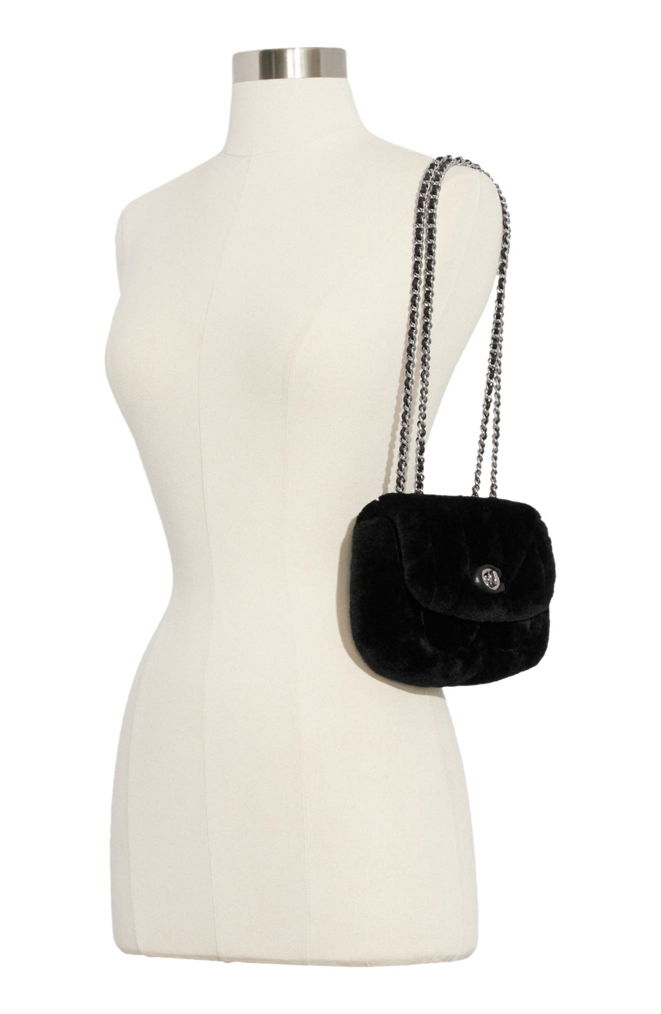 COACH Madison Quilted Genuine Shearling Shoulder Bag, Alternate, color, 