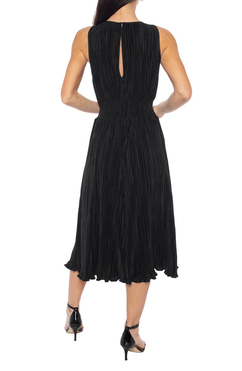 Marina Sleeveless Pleated Midi Dress, Alternate, color, Black
