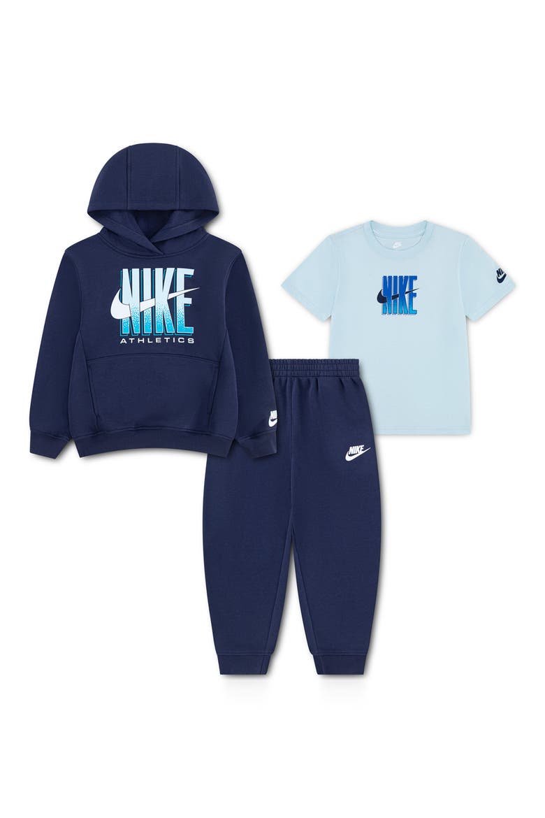 Kids' 3-Piece T-Shirt, Hoodie & Pants Set, Main, color, MIDNIGHT NAVY
