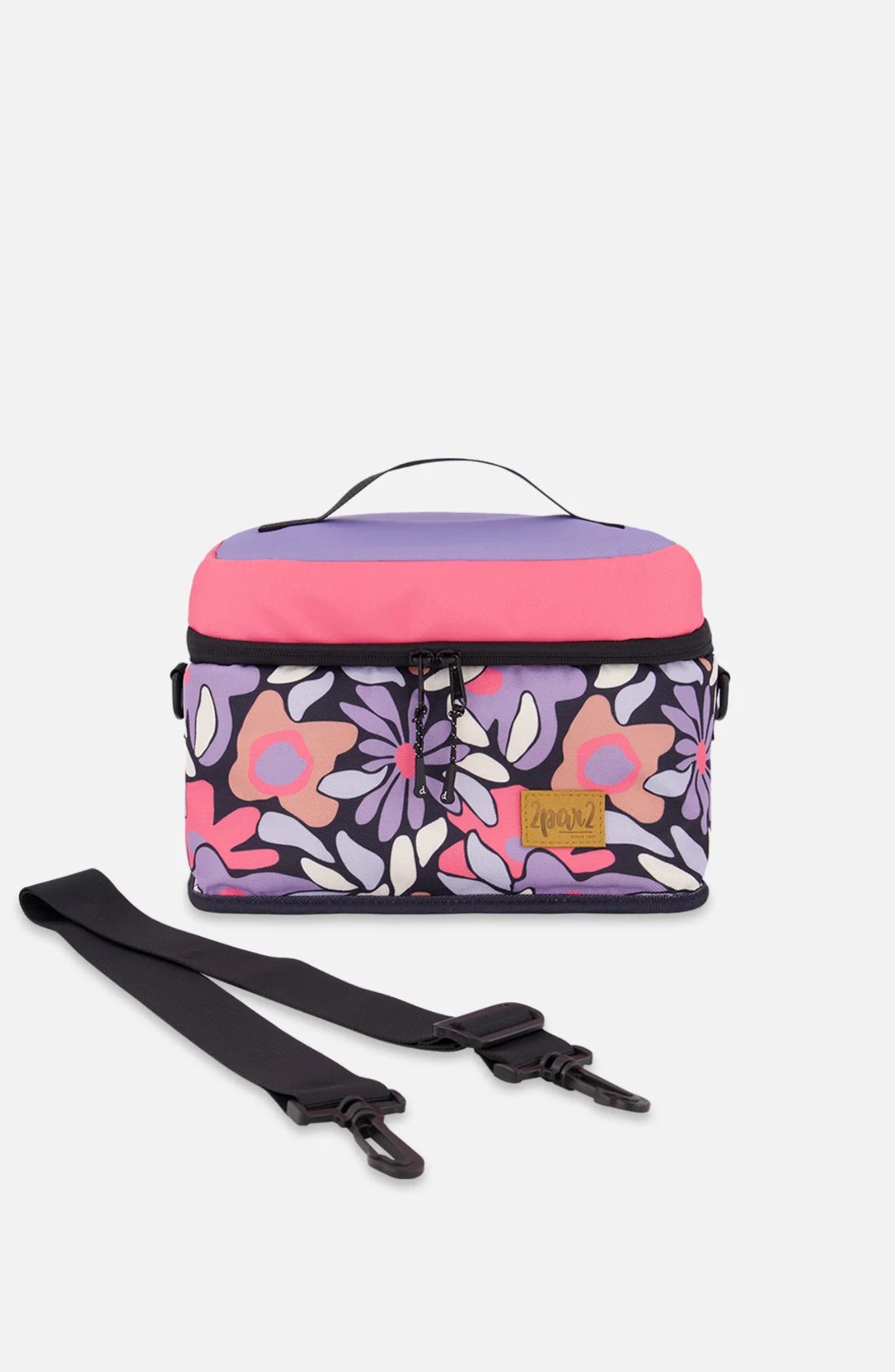 Deux par Deux Girl Lunch Box, Main, color, Black Flower