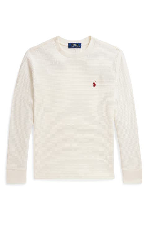 Kids' Waffle Knit Cotton Long Sleeve T-Shirt