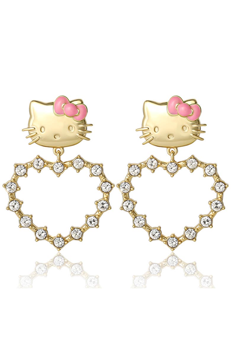 Heart Dangle Stud Earrings, Main, color, Gold