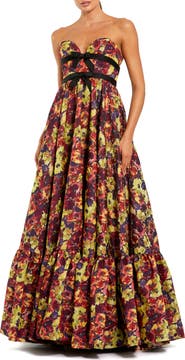 Mac Duggal Sleeveless Brocade A-Line Gown