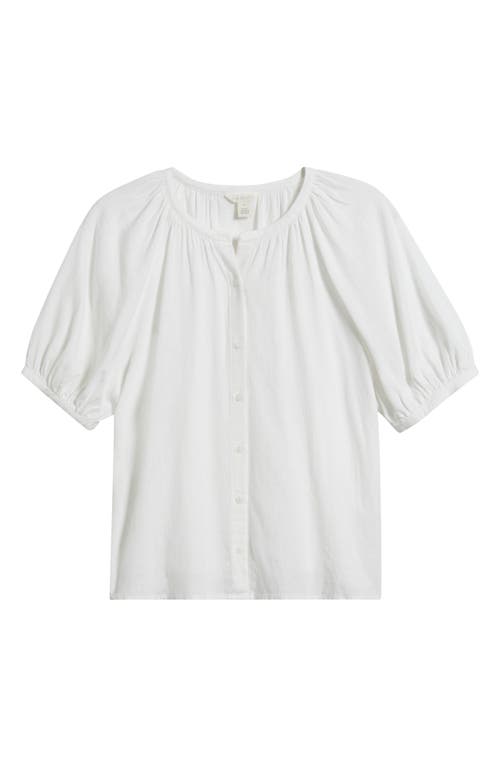 Caslonr Caslon(r) Puff Sleeve Linen Blend Button-up Shirt In White