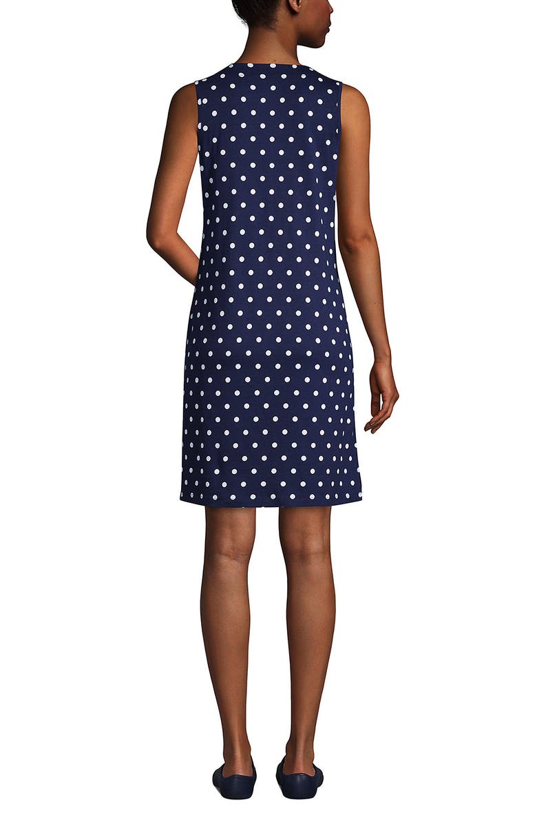 Lands' End Long Cotton Jersey Sleeveless Swim Cover-up Dress Print, Alternate, color, Deep Sea Polka Dot