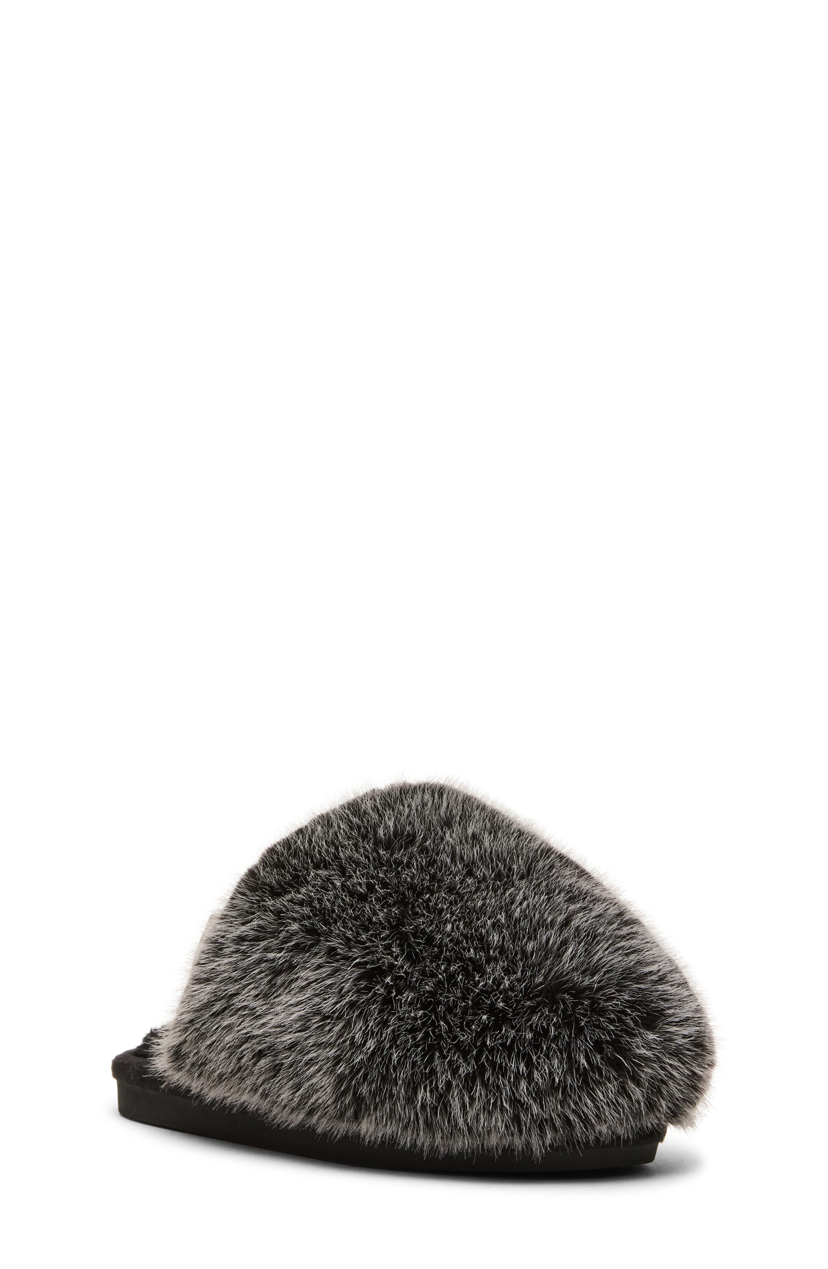 Steve Madden Kids' JPoof Faux Fur Slipper, Main, color, Grey