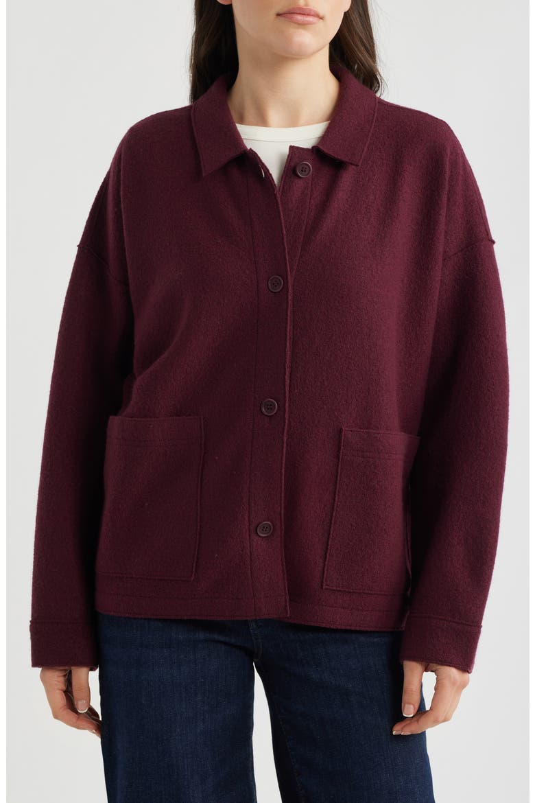Classic Collar Wool Jacket, Alternate, color, WINE