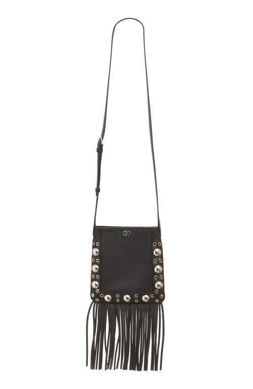 Valentino Garavani Small Nellcôte Fringe Stud Crossbody Bag In 0no Nero