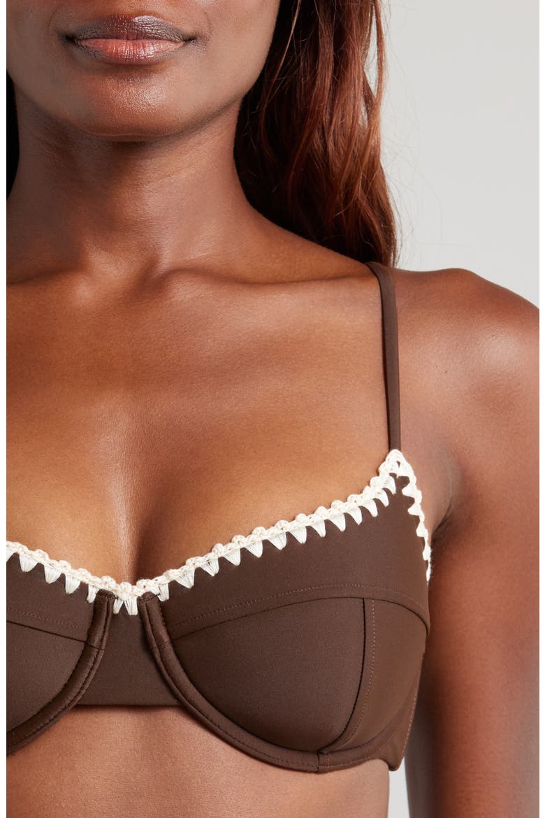 Emmeline Underwire Contrast Edge Bikini Top, Alternate, color, BEACH BROWN W/CREAM CROCHET