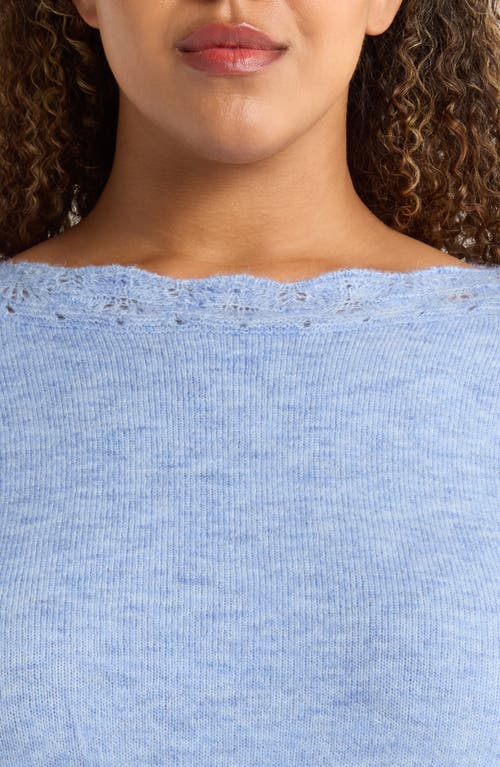 Wit & Wisdom Open Stitch Boat Neck Sweater In Blue