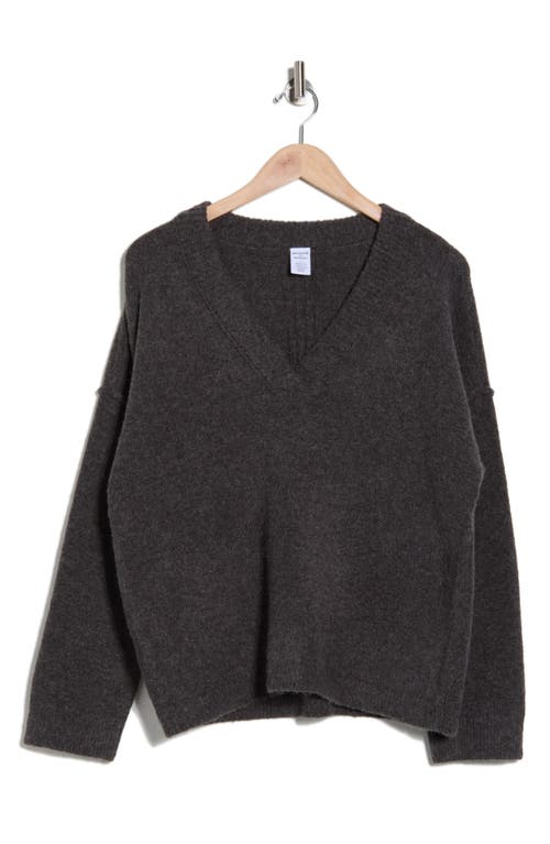 Melrose And Market Rib Trim V-neck Sweater In Gray