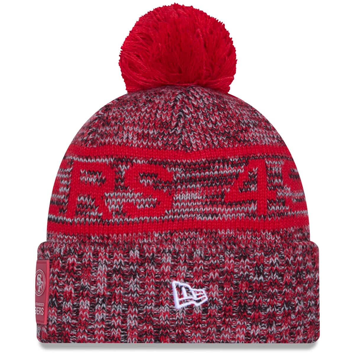 New Era Scarlet Red Beanie – Cuffed Knit Hat With Removable Pom-Pom (One Size, Unisex)