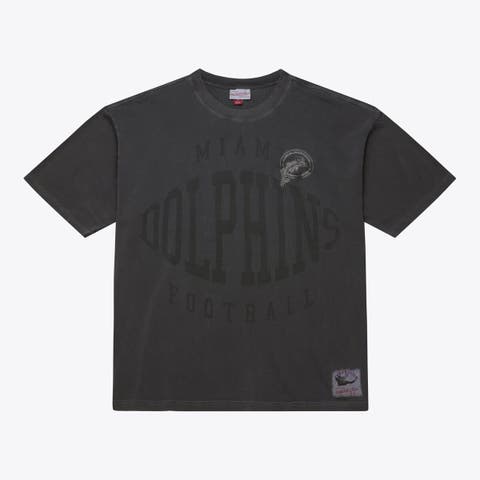 Men's Mitchell & Ness  Black Miami Dolphins Downtown Collection Premium Vintage Logo T-Shirt