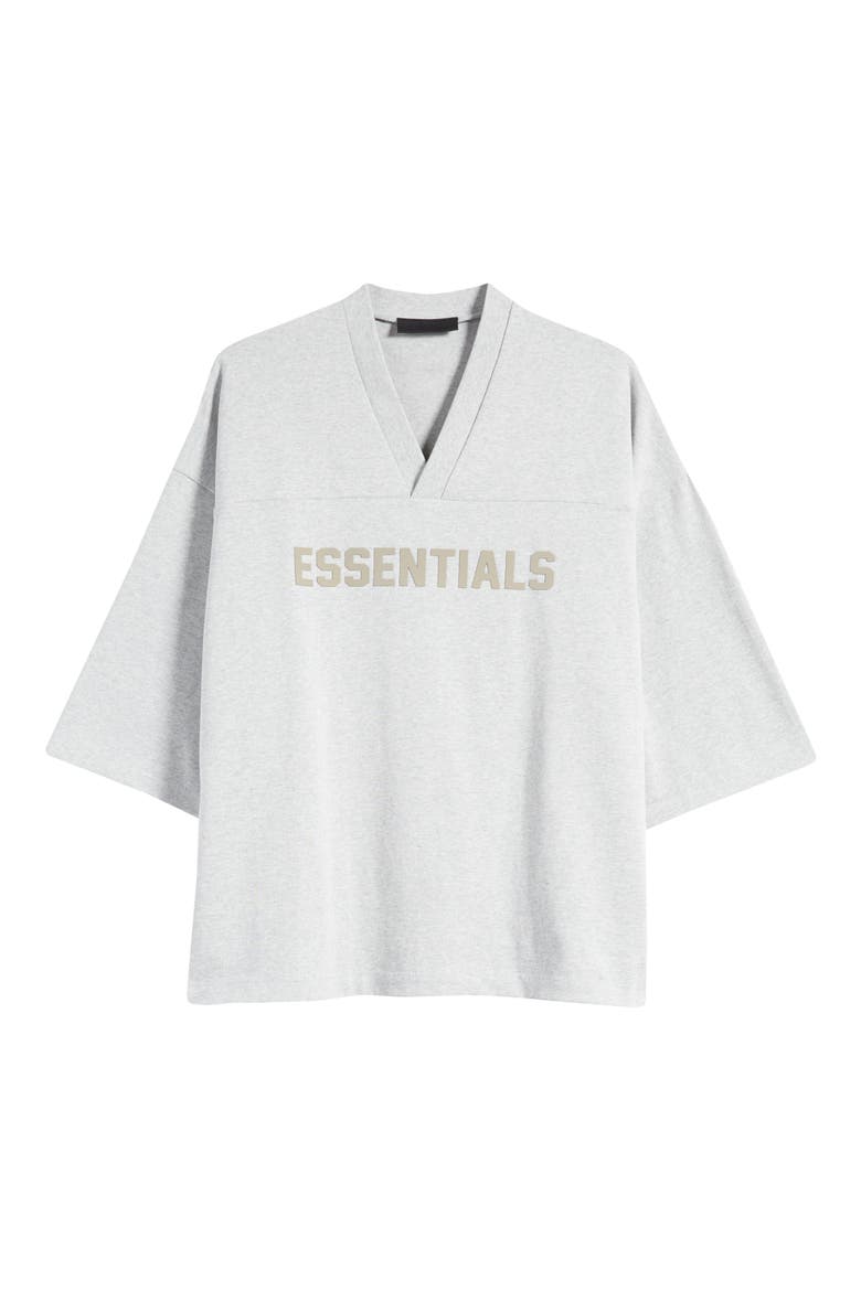 Oversize V-Neck Football T-Shirt, Alternate, color, LIGHT HEATHER GREY