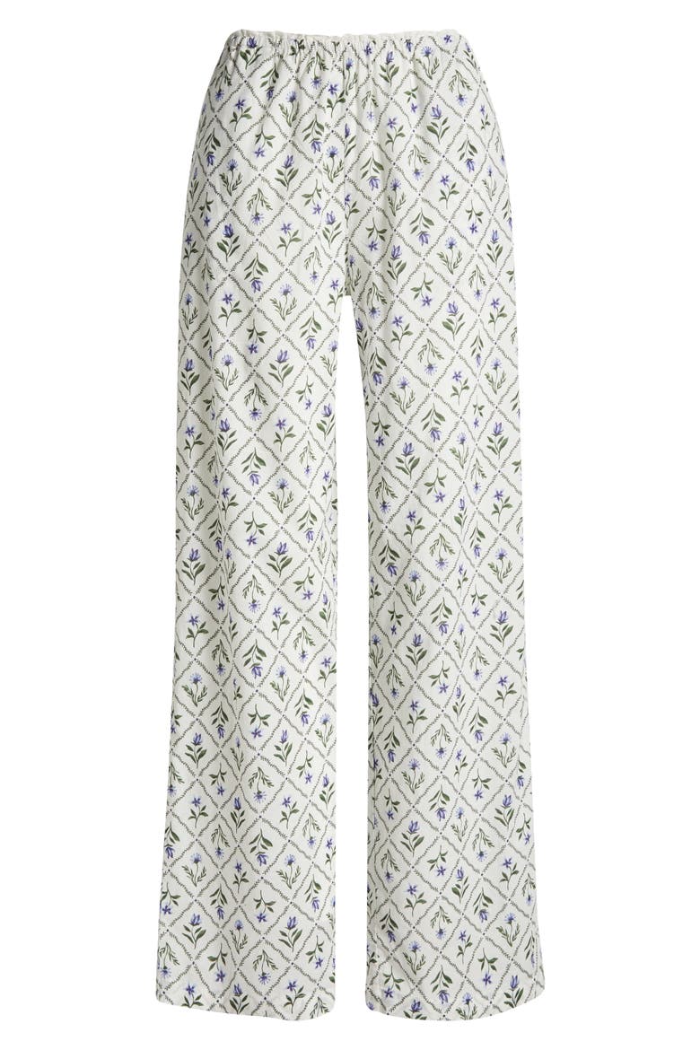 Lace Trim Wide Leg Cotton Pants, Alternate, color, MARBELLA FLORAL