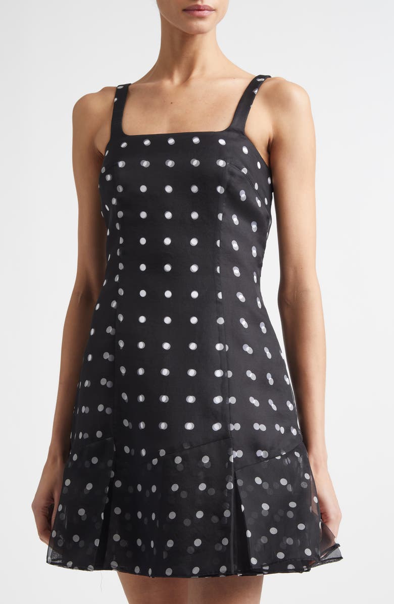 Emilia Wickstead Jueelee Layered Silk Organza Minidress, Alternate, color, Black Polka Dot