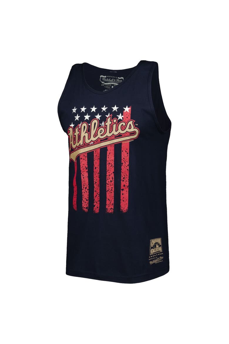 Men's Mitchell & Ness Navy Oakland Athletics Cooperstown Collection Stars and Stripes Tank Top, Alternate, color, Navy