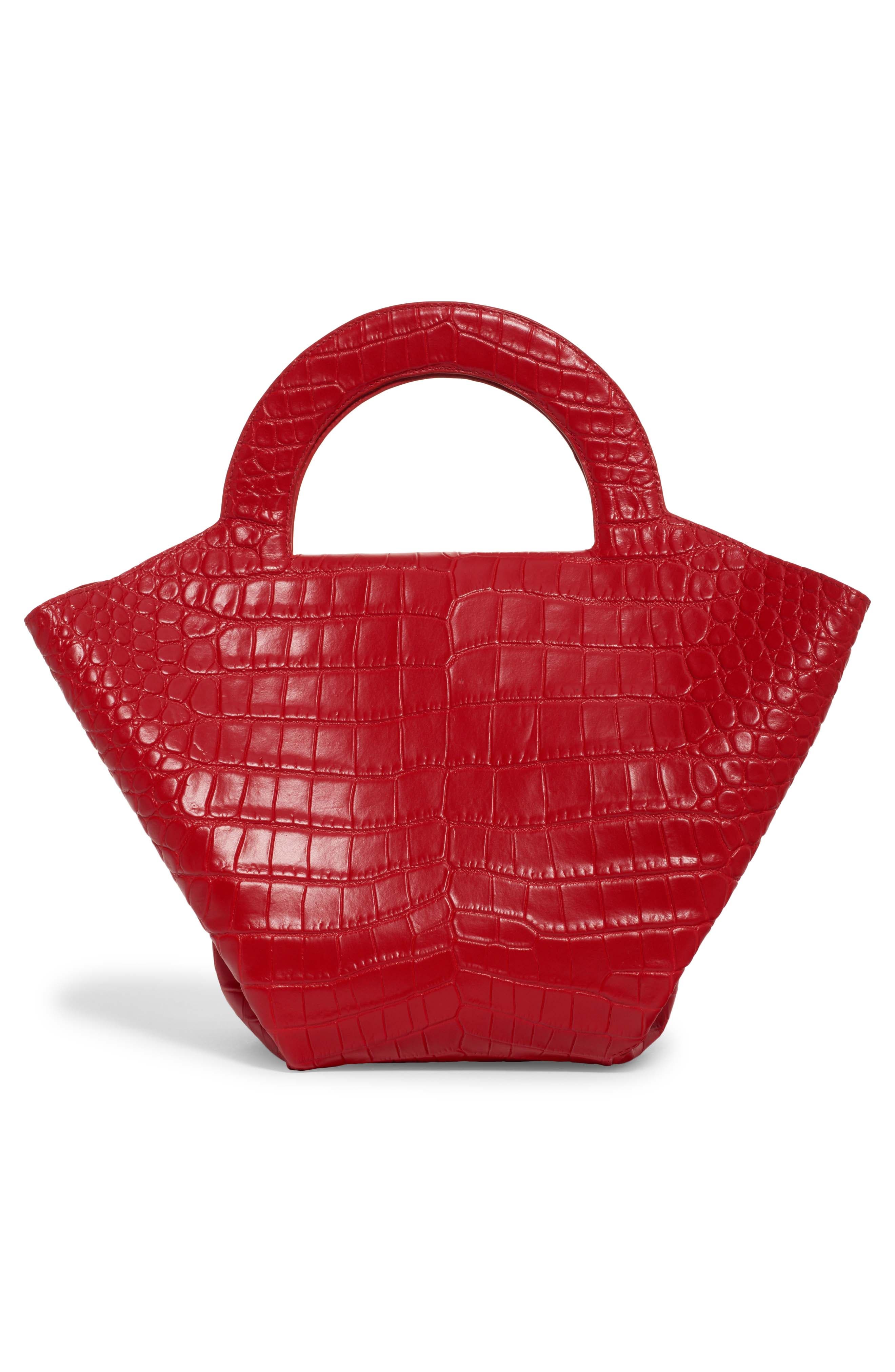 Bottega Veneta Skypper Croc Embossed Leather Tote, Alternate, color, 