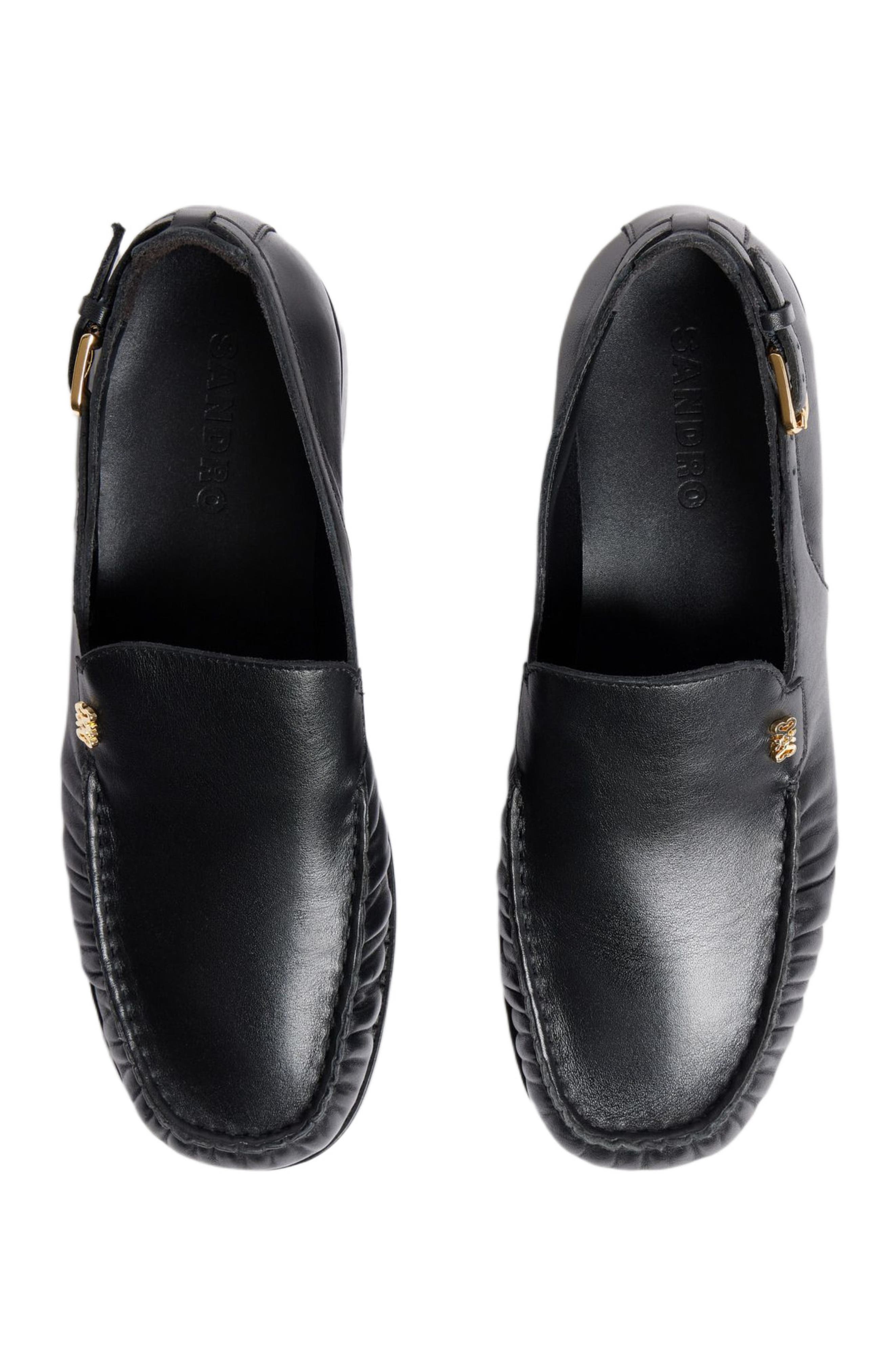 Leather buckle loafers, Alternate, color, Black