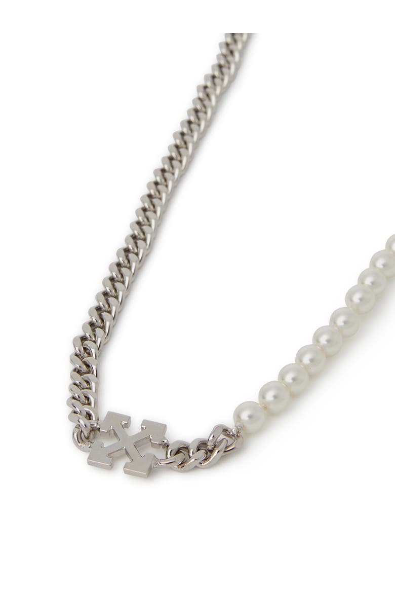 Men's Arrow Pearl Chain Neckalce, Alternate, color, Silver