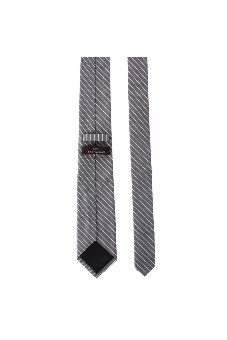 Declan Diagonal Stripe Silk Business Necktie, Alternate, color, Grey with White Stripe