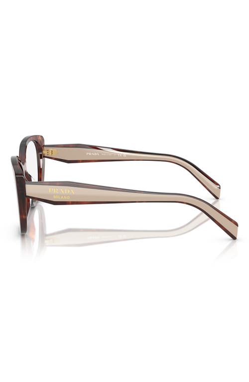 Prada 51mm Cat Eye Optical Glasses In Caramel